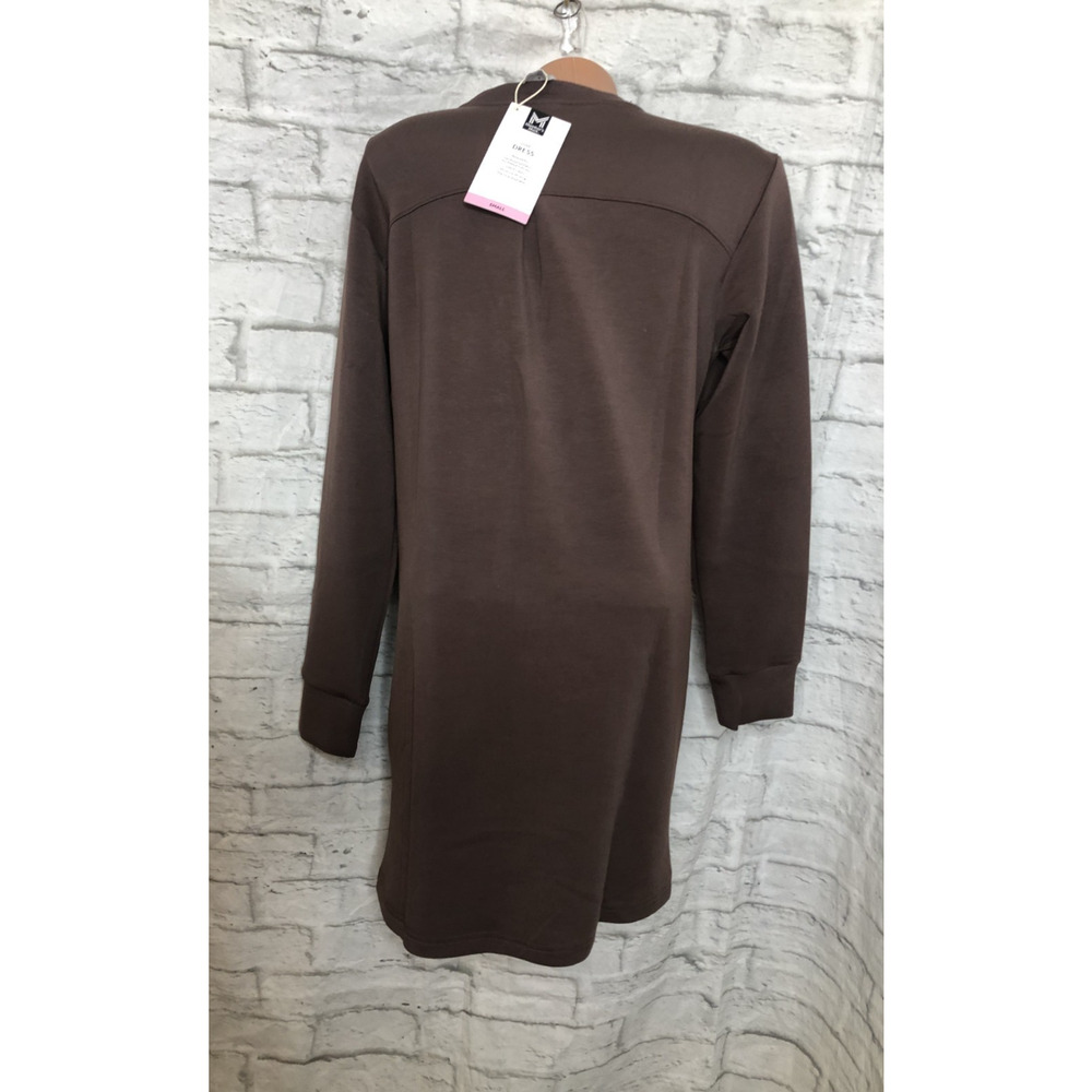 Members Mark Women's Pockets Long Sleeve Crewneck Luxe Dress Size Small Brown - Picture 9 of 10